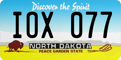 ND license plate IOX077