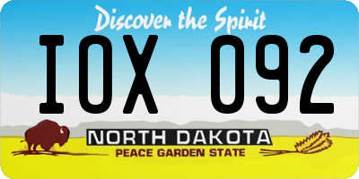 ND license plate IOX092