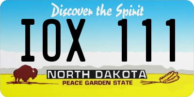 ND license plate IOX111