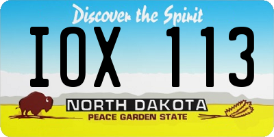 ND license plate IOX113