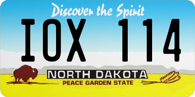 ND license plate IOX114
