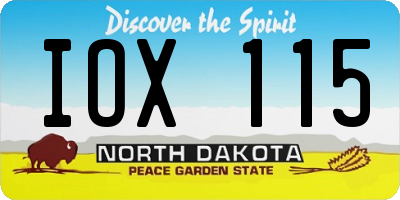 ND license plate IOX115