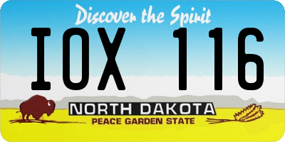 ND license plate IOX116