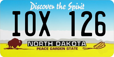 ND license plate IOX126