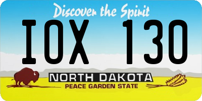ND license plate IOX130
