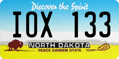 ND license plate IOX133