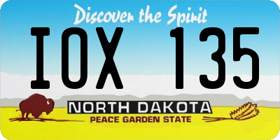 ND license plate IOX135