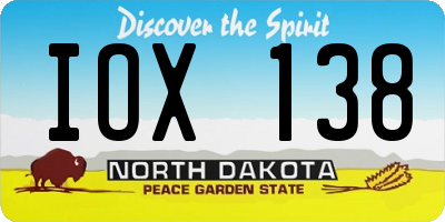 ND license plate IOX138