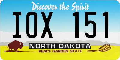 ND license plate IOX151
