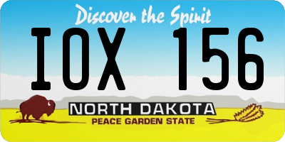 ND license plate IOX156