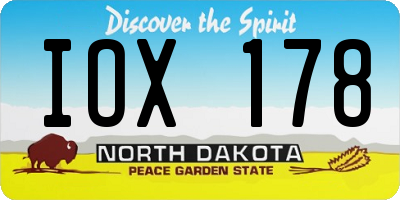 ND license plate IOX178
