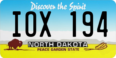 ND license plate IOX194