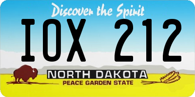 ND license plate IOX212