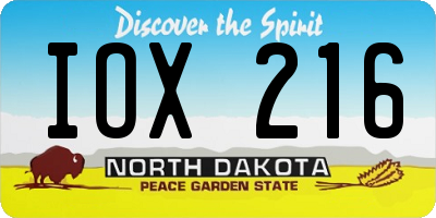 ND license plate IOX216