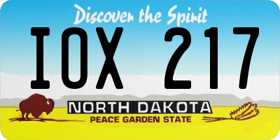 ND license plate IOX217