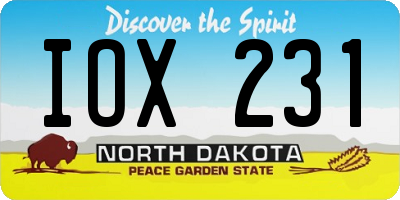 ND license plate IOX231