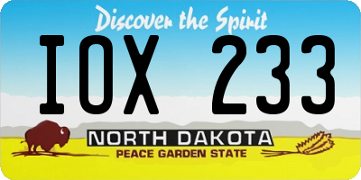 ND license plate IOX233