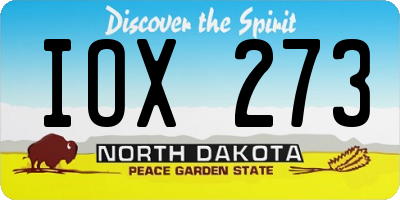 ND license plate IOX273