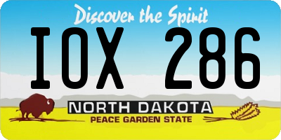 ND license plate IOX286