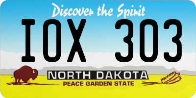 ND license plate IOX303