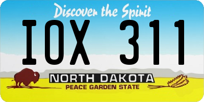 ND license plate IOX311