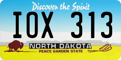 ND license plate IOX313
