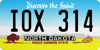 ND license plate IOX314