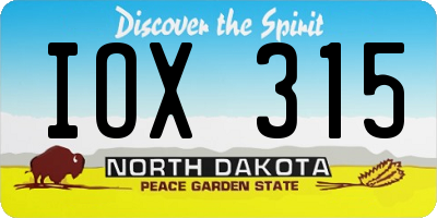 ND license plate IOX315