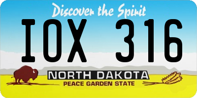 ND license plate IOX316