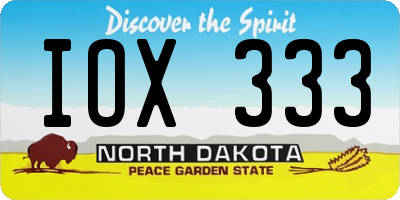 ND license plate IOX333