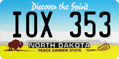 ND license plate IOX353