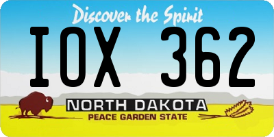 ND license plate IOX362
