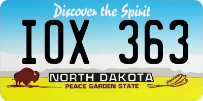 ND license plate IOX363