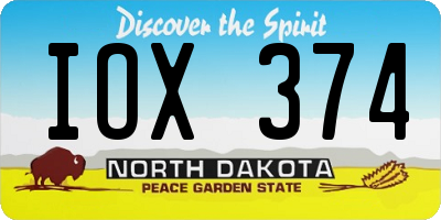 ND license plate IOX374