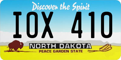 ND license plate IOX410