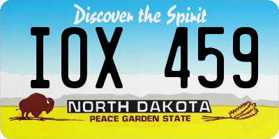 ND license plate IOX459