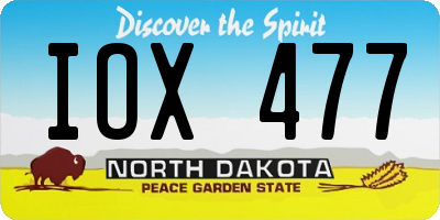 ND license plate IOX477