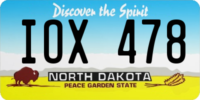 ND license plate IOX478