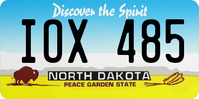 ND license plate IOX485