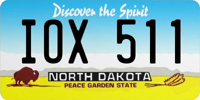 ND license plate IOX511