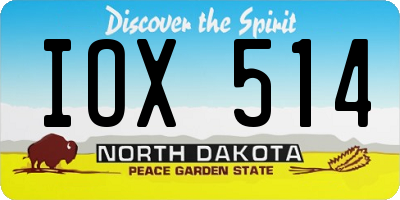 ND license plate IOX514