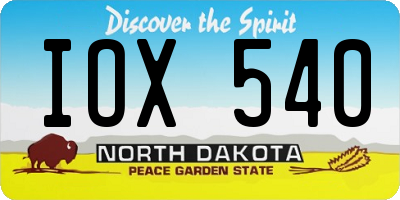 ND license plate IOX540