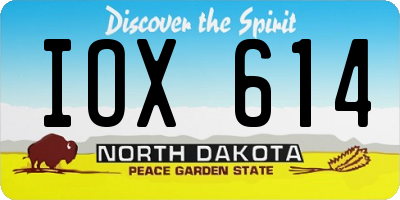 ND license plate IOX614