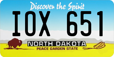 ND license plate IOX651