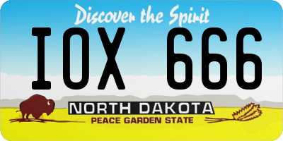 ND license plate IOX666