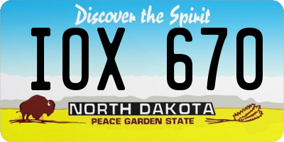 ND license plate IOX670