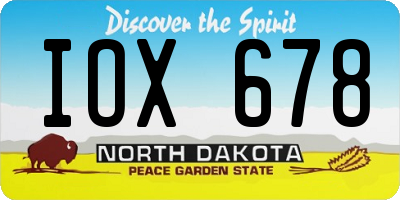 ND license plate IOX678