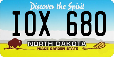 ND license plate IOX680