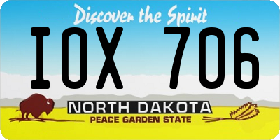 ND license plate IOX706