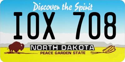 ND license plate IOX708